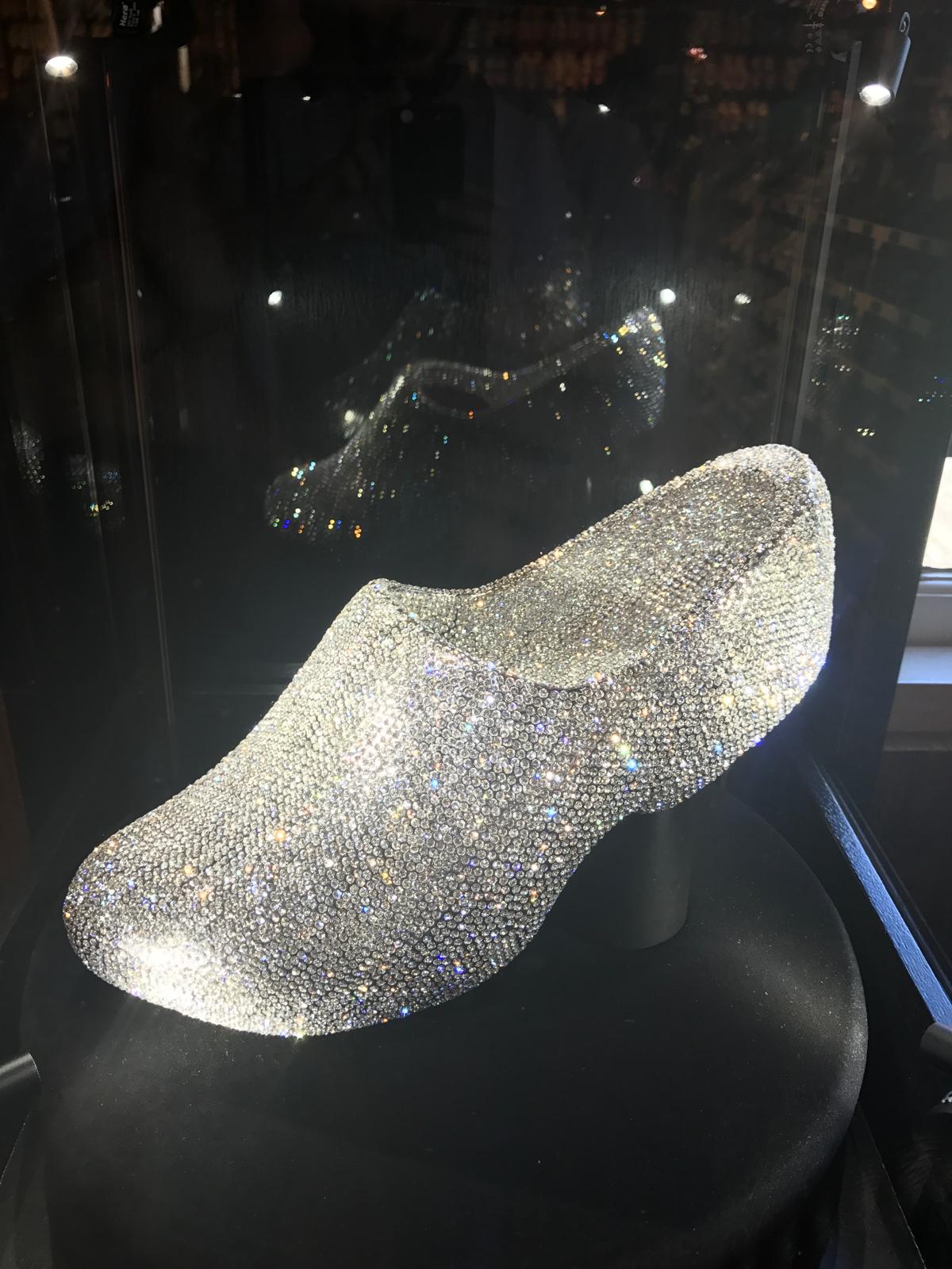 Crystal-covered decorative wooden clog on display at Zaanse Schans